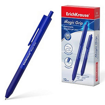 Ручка пиши-стирай гелевая  автомат ErichKrause Magic Grip, 0.5мм синяя