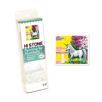 Роспись по номерам (холст) 20*30см "Единорог" (основа, краски, кисти)