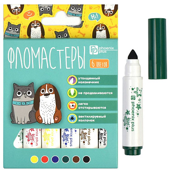 Набор фломастеров  6 цв. толстые мини Феникс+ "Арт-братва"