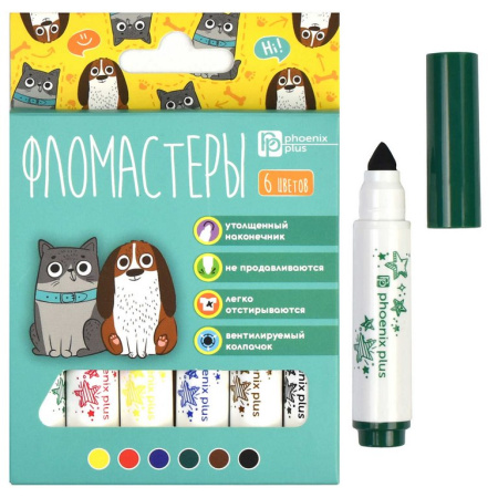 Набор фломастеров  6 цв. толстые мини Феникс+ "Арт-братва"