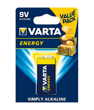 Батарейка щелочная 6LR61/6LP3146 Varta Energy, тип Крона