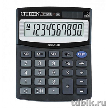 Калькулятор наст. Citizen SDC-810BN/NR  (10 разр., 2 питания 124x102x25мм)
