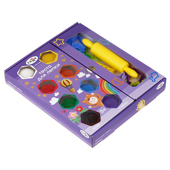 Тесто для лепки  8 цв. 480 гр Гамма "Малыш" с аксессуарами (формочки, скалка, стек)