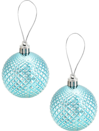 Набор шаров  цвет голубой 60 мм 12 шт "Метель" (ассорти)