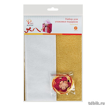 Набор для упаковки подарка (бумага + декор) Кремовый