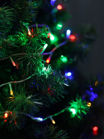 Гирлянда комнатная Нить 25м, 250 цветных ламп, 8 режимов, прозрачный провод 220Вт