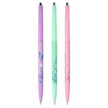 Ручка шариковая авт. с рис. Феникс + "ФЛОРИСТИКА" 0,38мм синяя, ассорти