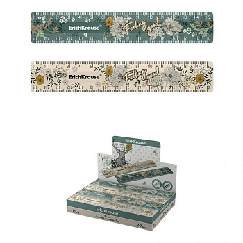 Линейка 15 см. пласт. прозрачная ErichKrause "Natural Life" ассорти