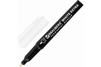 Маркер перманентный  3 мм BRAUBERG "White extra" круглый, белый