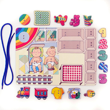 Игра развивающая Моторика Шнуровка "Дет сад" 3+ (дерево) Сибирские Игрушки