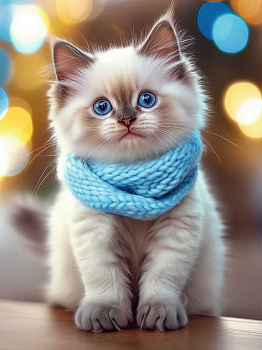 Алмазная мозаика 30*40см "Кот в шарфе" Феникс+