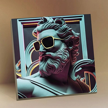 Роспись по номерам (холст) 30*30см с поталью "Обьективный взгляд" (основа+акрил. краски, кисти) 21цв