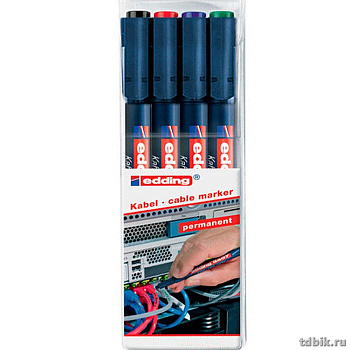 Набор маркеров для маркировки кабелей 0,3мм 4цв Edding