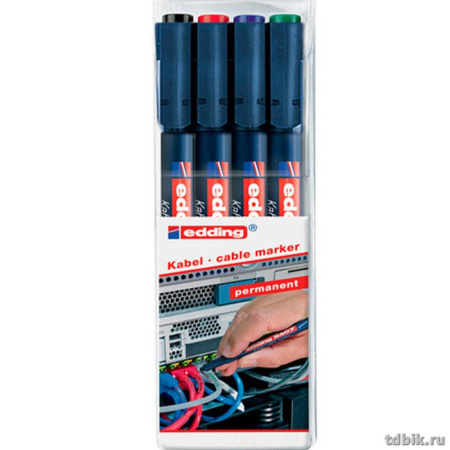 Набор маркеров для маркировки кабелей 0,3мм 4цв Edding