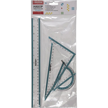 Набор чертежный (набор линеек) 4 пред. (2треуг., линейка 30см., транспортир) deVENTE