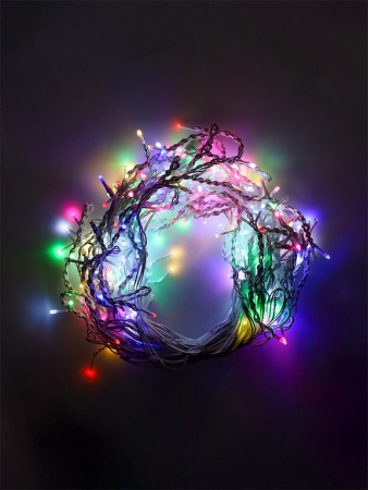 Гирлянда уличная 12м, 240 цветных ламп, прозрачный провод, 1 реж. (соединяется в цепь)