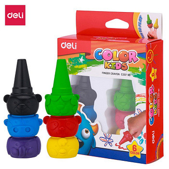 Набор карандашей восковых пальчиковых 6 ув. Deli "Color Kids"