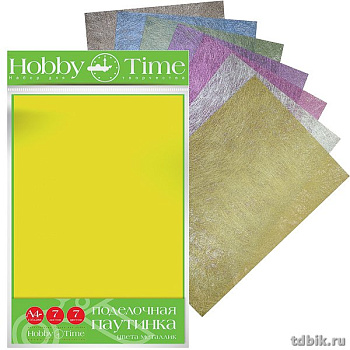 Поделочная паутинка "Металлик" А4, 7 листов, 7 цветов HobbyTime