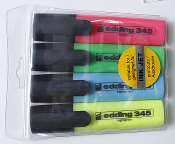 Набор текст-маркеров  4 шт Edding  5мм (желт, розов, зелен, оранж)