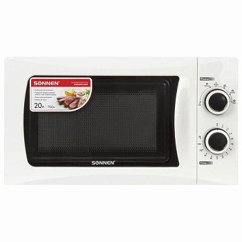 Микроволновая печь SONNEN MW2070B-5MW, 20 л, 700 Вт, таймер, мех. упр., белая