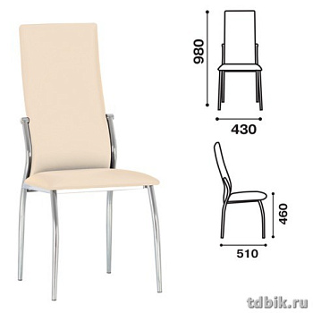 Стул для столовых, кафе, дома "Martin", хром. каркас, кож.зам белый