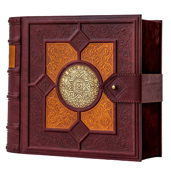 Бар-книга "Макей" деревянный (натуральная кожа) + (1 графин+6 рюмок)