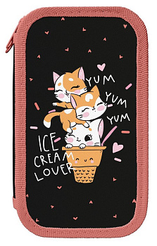 Пенал 2 отд. для девочки Schoolformat "Котопончик" 19*10,5 см. (картон)