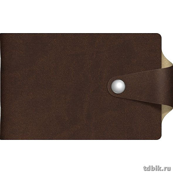 Визитница Hatber "VIVELLA BICOLOUR" 7*12см на 12 визиток, на хлястике с кнопкой, корич./беж.