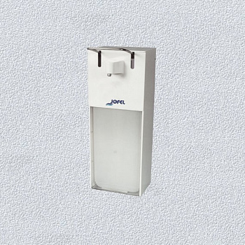 Диспенсер для жидкого мыла 1л, молочный пластик, с локтевым упором (29,5*10,5*18см) "Jofel"