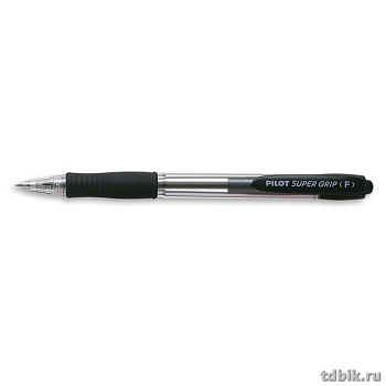 Ручка шариковая авт. Pilot SUPER GRIP с резин. упором 0,7мм, черная (стерж.99мм, линия 0,22мм)