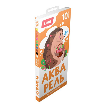 Краски акварельные 10 цв. LORI FUNNY FRIENDS (без кисти, картонная упаковка)
