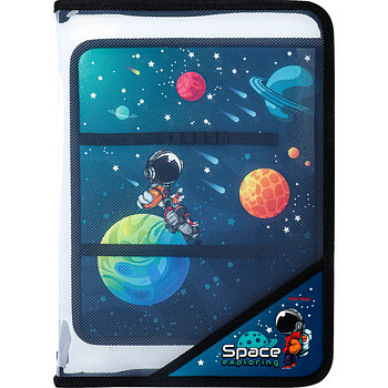 Папка для труда (А4+) "КОСМИЧЕСКИЙ МУЛЬТИК" на молнии по кругу, откид. планка Prof-Press