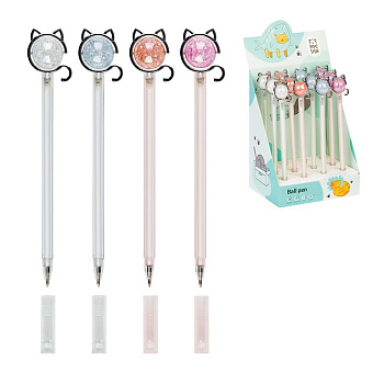 Ручка шариковая сувенирная MESHU "Cat" 0,7мм синяя (линия 0,7мм), ассорти