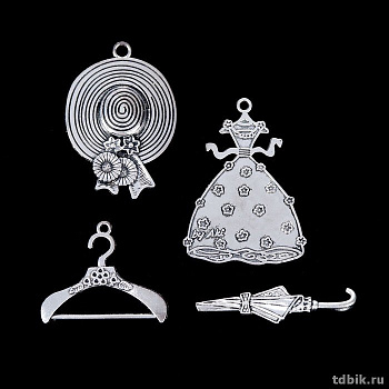 Декор металлический набор "Дамские штучки" (4шт/уп)