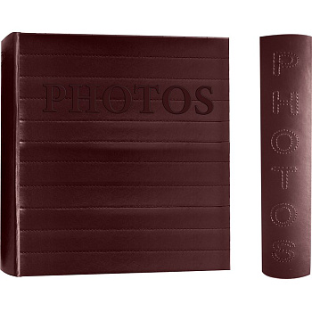 Фотоальбом 200 фото 10*15см "Premium" обложка кожзам, ПП карман, коричневый