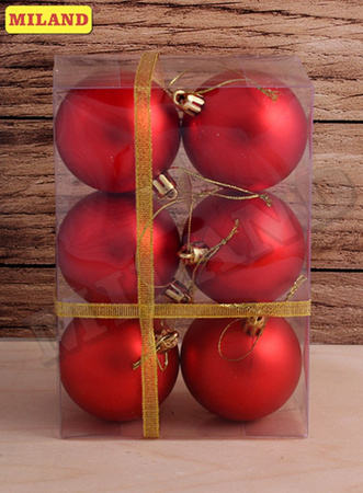 Набор шаров  цвет красный  60 мм 6 шт "Красный бархат" матовые