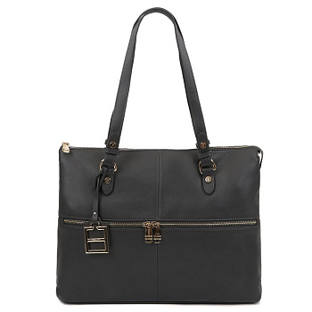 Сумка женская FABRETTI 35х28х10 см, нат. кожа, серый