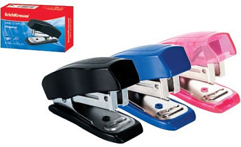 Степлер 24/6 мини до 20л ErichKrause Elegance ассорти с антистеплером (глубина 25мм)