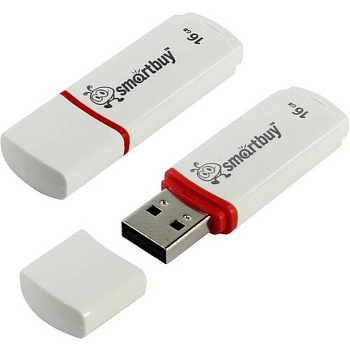 Флеш-диск 16Gb  Smart Buy "Crown" USB 2.0 белый