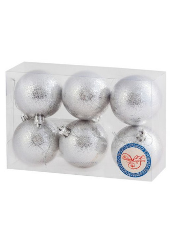 Набор шаров  цвет серебро  60 мм 6 шт "Серебряный калейдоскоп"
