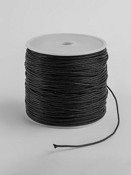 Шнур из полиэстера 1мм*65-70м,  мм вощеный, цв. черный