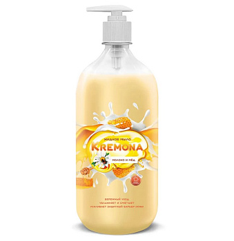 Мыло жидкое Кремона с дозатором "Молоко и мед" 1000 мл.