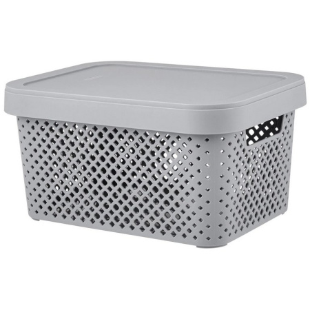 Корзина для хранения пластик. 5л. с крышкой 26*19*14 см цв. серый шторм
