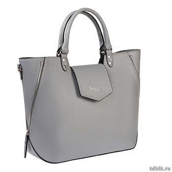 Сумка женская Dr.Koffer 36х30х14см см, нат.кожа, две ручки, сер/голубая