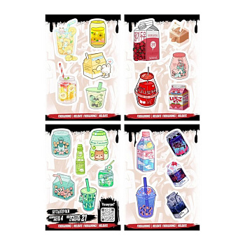 Набор наклеек  4 листа "Бутылочки" (21 шт) Nalepking