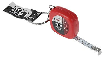 Брелок-рулетка 1м "ЛОМ" 3,5*3,5 см (металл/пластик) красный