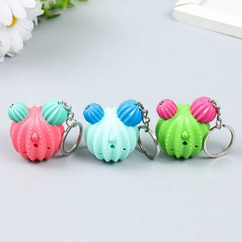 Брелок-фонарик кричалка "Круглый кактус" 4х3,5 см, МИКС