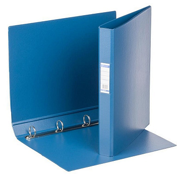 Папка на 4-х кольцах А4 35 мм карман на торце, Attache Selection, картон в пленке ПВХ синяя