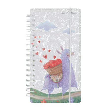 Блокнот А6  80л., 90*160 мм, на гребне с резинкой "CUTE JOURNAL.ЛАВАНДОВЫЕ ЛАМЫ" (3 вида)