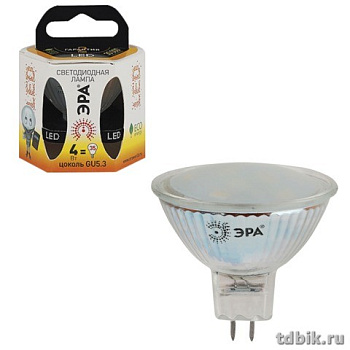 Лампа светодиодная 6Вт GU5.3 2700К, теплый белый свет Эра (для точечных светильников)